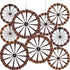 Outus 9 Pcs Wagon Wheel Decorations Paper Fans Wooden Wagon Wheels Wall Decor Western Hanging Paper Fans for Wild West Western Cowboy Themed Class...