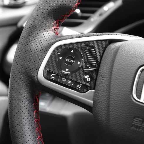 Carbon Fiber Steering Wheel Sticker Trim Compatible with Honda Civic 2016-2022 11th 10th Gen Sedan Hatchback Interior Car Steering Carbon Fiber St...