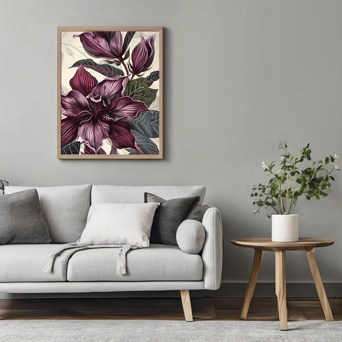 Posterizer 1 pcs-deep purple flowers chic home decor-Floral & Botanical Art-Abstract & Modern Art-Decor for Home & Office- UNFRAMED Wall Art...