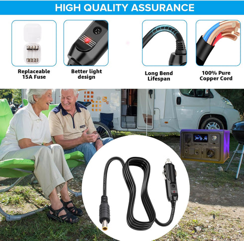 DC7909 7.9 x 5.5mm in Car 1.3 Square Meter Charging Power Cord is Compatible with 12V in Car DVR Cable, Laptop, Bluetooth Speaker, Bluetti EB70 EB...