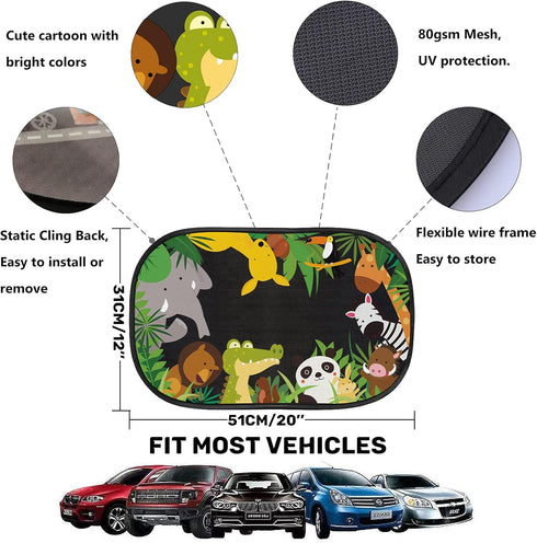 MOVINPE Car Sun Shade for Baby Kids 2 Pack Static Cling Side Window Car 80GSM Rear Sunshades Universal with 8 Suction Cups and Storage Bag - Sun G...