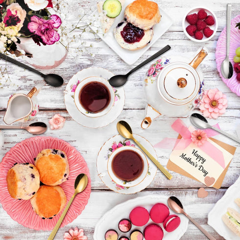 Espresso Spoons 6 PCS, Coffee Spoons 6.5 Inches with Anti Slip Striped Handle, 18/8 Stainless Steel Tea Spoons Set Serving for Ice Cream Dessert, ...