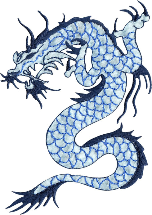 Fierce Blue Dragon - Embroidered Iron On or Sew On Patch...