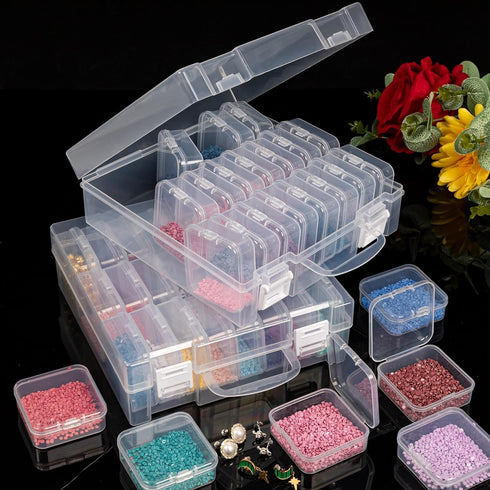 Bead Organizer Box, 24 Slots Diamond Painting Bead Storage Containers, Diamond Painting Art Accessories Boxes Craft Bead Storage Box Organizer Bea...