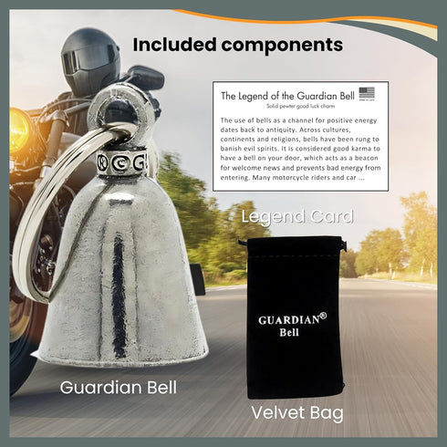 Ghost Rider Good Luck Bell w/Keyring & Black Velvet Gift Bag | Motorcycle Bell | Lead-Free Pewter | Good Luck Gift | Made in USA…...