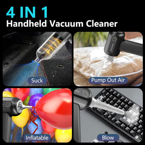 Handheld Vacuum Car Cleaner,4 in 1 Electric Hand Held Mini Compressed air Duster,Small Rechargeable Air Blower Portable Cordless for Office Comput...