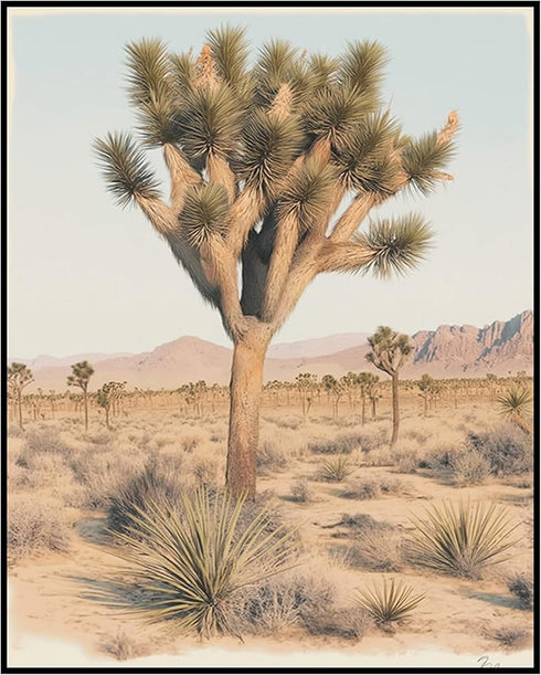 Posterizer 1 pcs-minimalist desert with trees and hills-Landscape & Nature Art-Workplace & Office Art-Living Room Bedroom Decor- unframed wall art...
