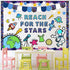 82Pcs Outer Space Bulletin Board Decoration Kit Astronauts Aliens Rockets Reach for The Stars Cutouts with Glue Points Space Theme Bulletin Board ...