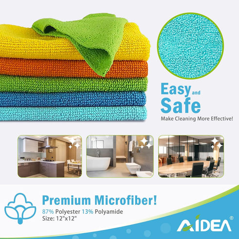 AIDEA Microfiber Cleaning Cloth, 8PK, All Purpose Microfiber Towels, Absorbent Cleaning Rags Kitchen Towels, Lint Free Dusting Cloth for House, Ki...