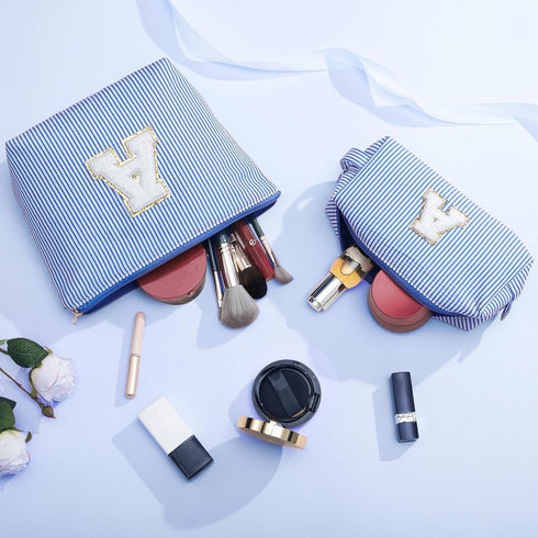 Initial Makeup Bag, Makeup Bag Travel Cosmetic Bag Cute Makeup Bag Personalized Engagement Bridesmaid Best Friend Birthday Gifts for Women Hostess...