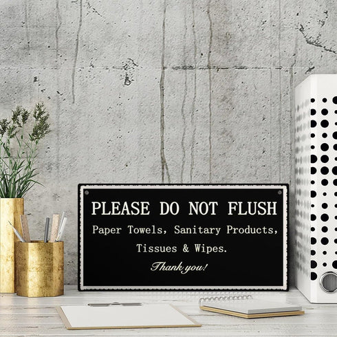 Please do not throw anything in the toilet other than toilet paper Thank You - Septic Tank Notice Small Toilet Plaque 12 inch by 6 inch...