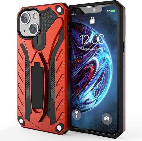 Kitoo Defender Designed for iPhone 13 Mini Eco-Friendly Case with Kickstand, Military Grade Shockproof 12ft. Drop Tested - Red...