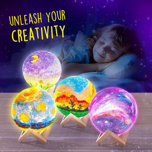 Paint Your Own Moon Lamp Kit, Cool Gifts DIY 3D Space Moon Night Light, Art Supplies Arts & Crafts Kit, Arts and Crafts for Kids Ages 8-12, Toys G...
