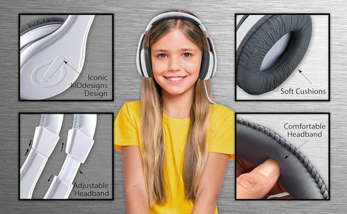 eKids Kids Headphones, Stereo Sound, 3.5mm Jack Cord, Wired Headphones for Kids, Tangle-Free, Volume Control, Childrens Headphones Over Ear for Tr...