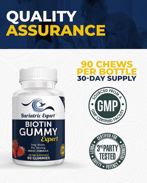Bariatric Expert Biotin Vitamin – Fast-Melting Dietary Supplement for Adults Post Bariatric Surgery, 90 Count...