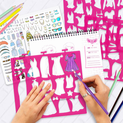 Fashion Angels Fashion Design Sketch Portfolio - Sketch Book for Beginners, Sketch Pad with Stencils and Stickers for Kids 6 and Up, Brown(Covers ...