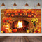 Fall Thanksgiving Decoration Thanksgiving Fireplace Backdrop Autumn Harvest Pumpkin Background Thanksgiving Day Maple Leaf Sunflower Banner For Th...
