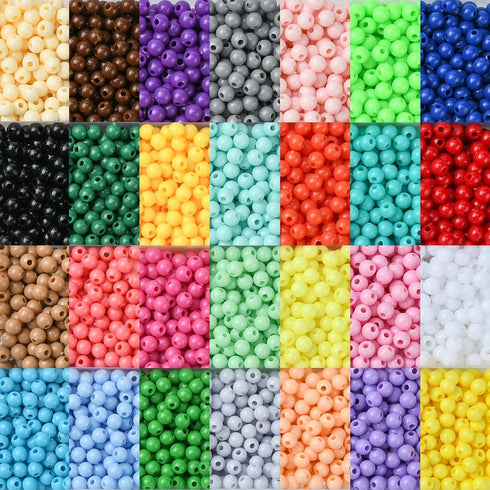 KitBeads 5600pcs 28 Colors Acrylic Seed Beads Kit Opaque Round Pony Beads 4mm Small Loose Spacer Beads for Jewelry Making Bulk...