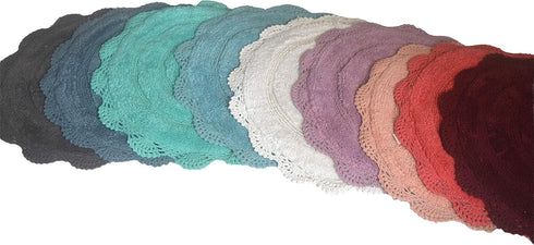 Chardin home Lavender Crochet Bathrug,100% Cotton Round bathmat with artisanally Handcrafted Crochet Border, 24 Inch Diameter, Perfect for Half Ba...