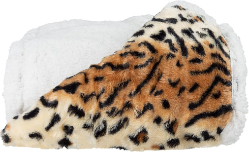 Lavish Home Fleece Sherpa Throw Blanket - Ultra Soft Plush Bed, Sofa or Couch 50" x 60" Tiger Set of 1...