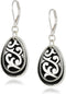 Napier Jet Black and Leather Teardrop Drop Earrings...