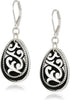Napier Jet Black and Leather Teardrop Drop Earrings...