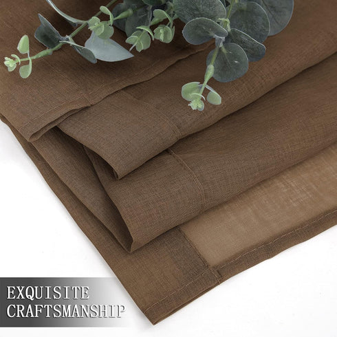 Tollpiz Sheer Tier Curtain Linen Textured Half Kitchen Curtains Sheer Light Filtering Rod Pocket Voile Small Curtains for Bathroom, 25 x 36 inches...