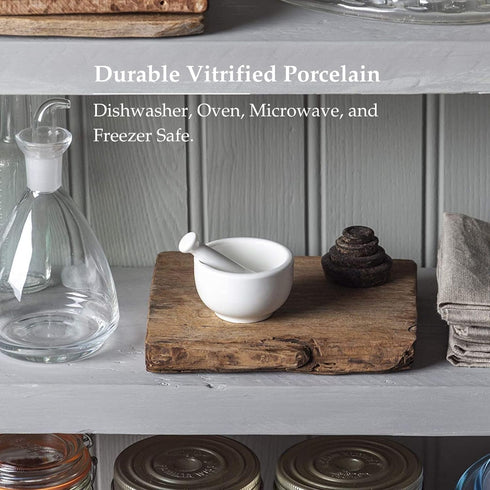WM Bartleet & Sons 1750 Traditional Porcelain Mini Mortar & Pestle, Herb and Spice Grinder 7cm – White...
