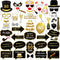 Konsait 80th Birthday Photo Booth Props(48Count), Funny 80 Party Photo Props Kit Black Gold Decor with Stick for Man Woman 80th Birthday Decoratio...