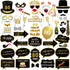 Konsait 80th Birthday Photo Booth Props(48Count), Funny 80 Party Photo Props Kit Black Gold Decor with Stick for Man Woman 80th Birthday Decoratio...