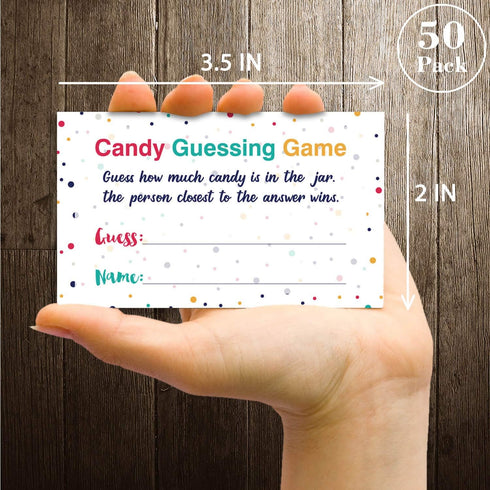 Candy Guessing Game Cards, Games Activities and Decorations, 50-Pack....