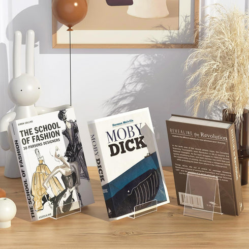 5 Pack Acrylic Book Stand, Book Holder for Display, Clear Easel Stand for Display, Display Holder for Postcard, CD, Frame, Picture, Magazine, Plat...