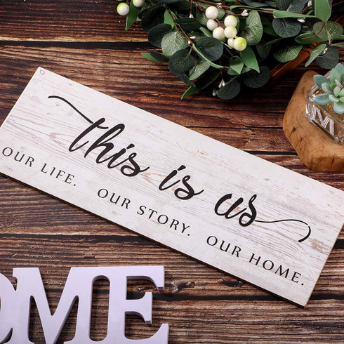Jetec This Is Us Wall Sign Wooden Family Wall Plaques Inspiration Sign Farmhouse Entryway Rustic Plaques Art with Quotes for Living Room Bedroom C...
