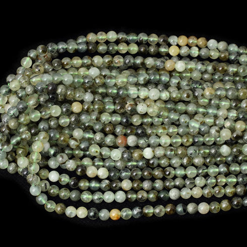 60PCS 6mm Natural Prehnite Gemstone Smooth Surface Round Loose Beads for Jewelry Making 1 String 15 Inches...