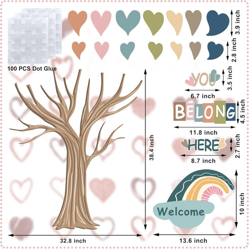 Classroom Tree Bulletin Board Decorations Boho Heart Tree Paper Cutouts You Belong Here Tree Accents Welcome Bulletin Board Decor for School Nurse...