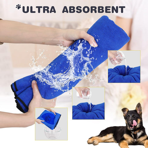 Chumia 4 Pack Dog Towels for Drying Dog Large Microfiber Dog Towels Grooming Towels Absorbent Soft Pet Bath Towels with Embroidered Paw for Small ...
