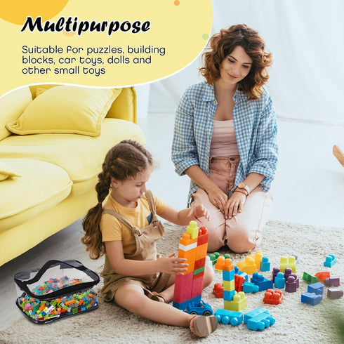 3 Packs Clear Toy Storage Bags, PVC Organizing Zippered Storage Bags for Toy, Waterproof Bags for Building Blocks, Board Games and Small Toys(Blac...