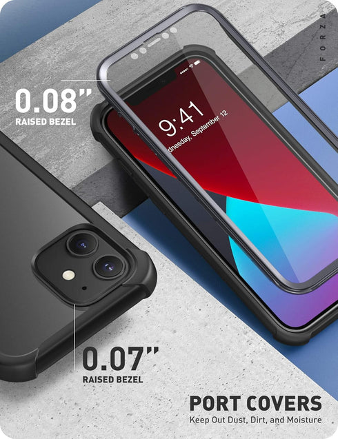 Clayco Forza Series Case for iPhone 12/12 Pro 6.1 inch (2020 Release), Built-in Screen Protector, Dual Layer Rugged Cover with Full-Body Soft TPU ...