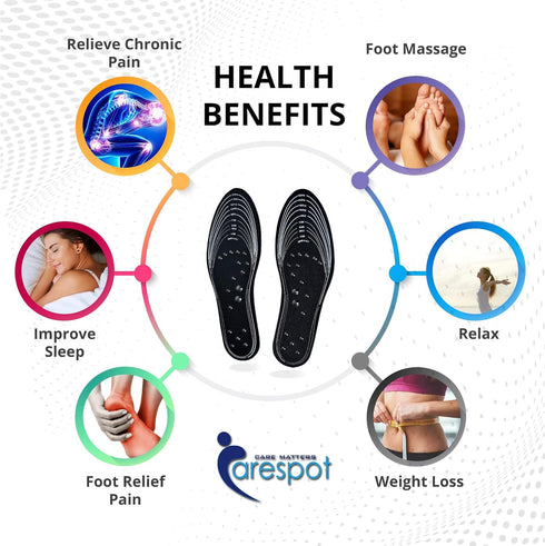 Carespot Acupressure Magnetic Massage Insoles for Men/Women, Foot Massager Shoe-pad Foot Therapy Reflexology Pain Relief Shoe Insoles | Memory Foa...