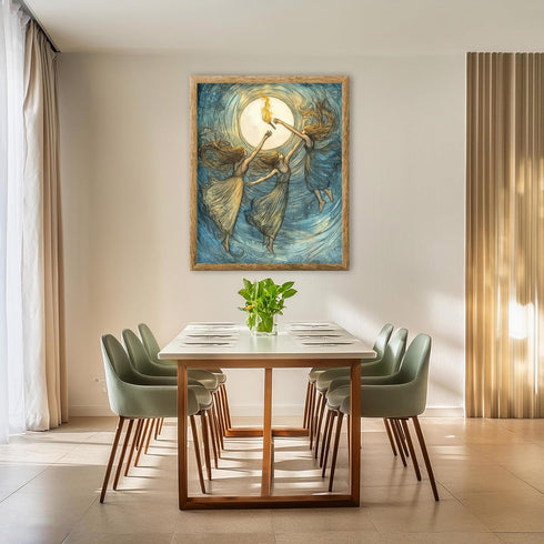 Posterizer 1 pcs-three spectral figures soaring across a mystical sky 1-Fantasy & Fiction Art Gift for Art Lovers Living Room Bedroom Decor- unfra...