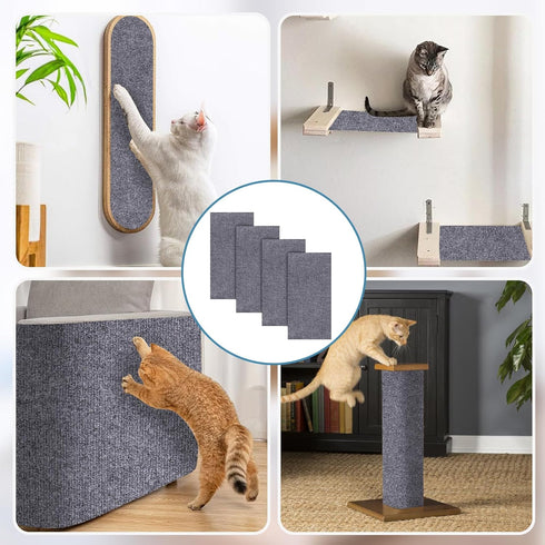 Mity rain 4PCS Cat Scratch Furniture Protector Mats 23.6“X11.8”Trimmable Self-Adhesive Cat Scratch Pads with 8PCS Furniture Nails Cat Couch Protec...