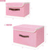 ANMINY Storage Bin with Lid Storage Boxes with PU Leather Handles PP Plastic Board Decorative Foldable Lidded Cotton Linen Fabric Home Cubes Baske...