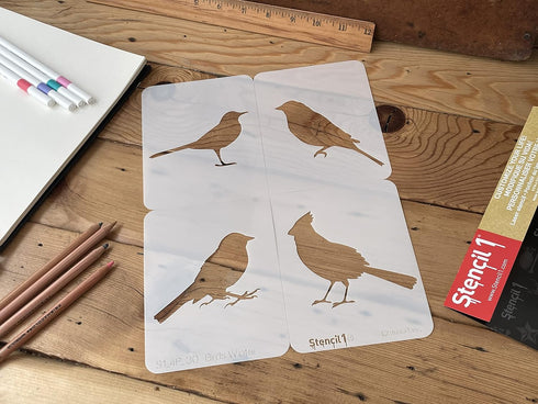 Stencil1 Bird Silhouettes Stencil Reusable Friendly DIY Stencil for Painting, Baking, Crafts, Wall, Furniture Paint - Decor on Walls Fabric & Furn...