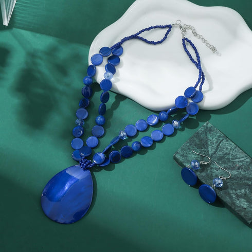Big Teardrop Pendant Necklaces for Women Colorful Beaded Necklaces Statement Set for Holiday....