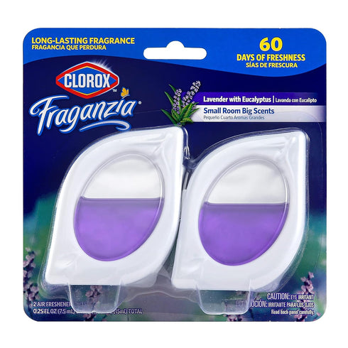 Clorox Fraganzia Small Room Air Freshener in Lavender with Eucalyptus |Peel & Place Air Freshener, No-Plug, Battery-Free for Closets, Laundry Room...