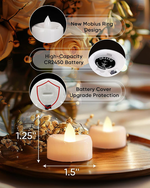 Remote Candles, 12PCS Flameless Tea Lights Candles Battery Operated with Timer, 400+Hours Remote Control LED Tea Lights Votive Candles for Holiday...