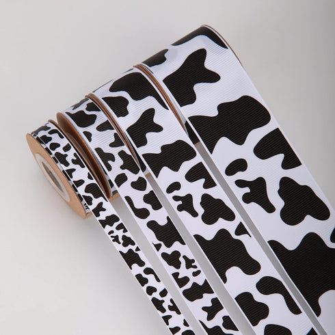 4 Rolls Total 20 Yards Cow Ribbon Cow Print Grosgrain Ribbon Animal Print Ribbons for DIY Crafts Gift Wrapping Wedding Party Christmas Decoration ...