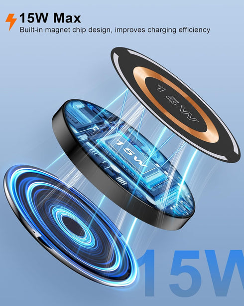 2Pack AILKIN QI Magsafe Wireless Phone Charger for Samsung Galaxy S24 S23 S22 S21 S20 Ultra Plus, Magnetic Fast Wireless Charging Pad for Google P...
