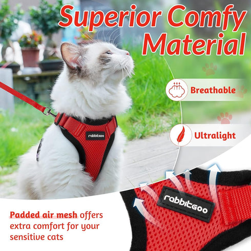 rabbitgoo Cat Harness and Leash for Walking, Escape Proof Soft Adjustable Vest Harnesses for Cats, Easy Control Breathable Reflective Strips Jacke...