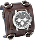 JewelryWe Black Brown Hip-hop Gothic Punk Style Men Watch Wide Leather Fashion Cuff Wristwatch...